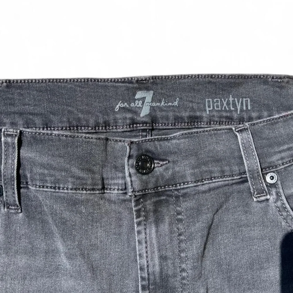 7 For All Mankind Paxtyn Skinny Jeans Mens Grey Faded‎ Slim Fit Denim Pants